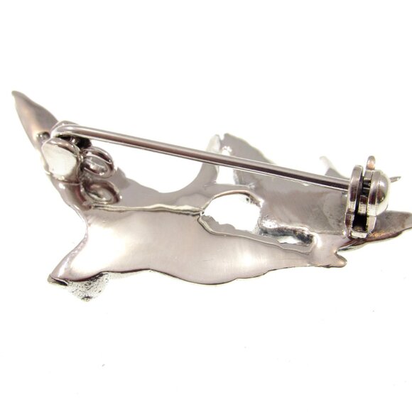 Solid 925 Sterling Silver Diving Birds Pin / Swallows Brooch, Rockabilly Jewelry - Picture 8 of 8